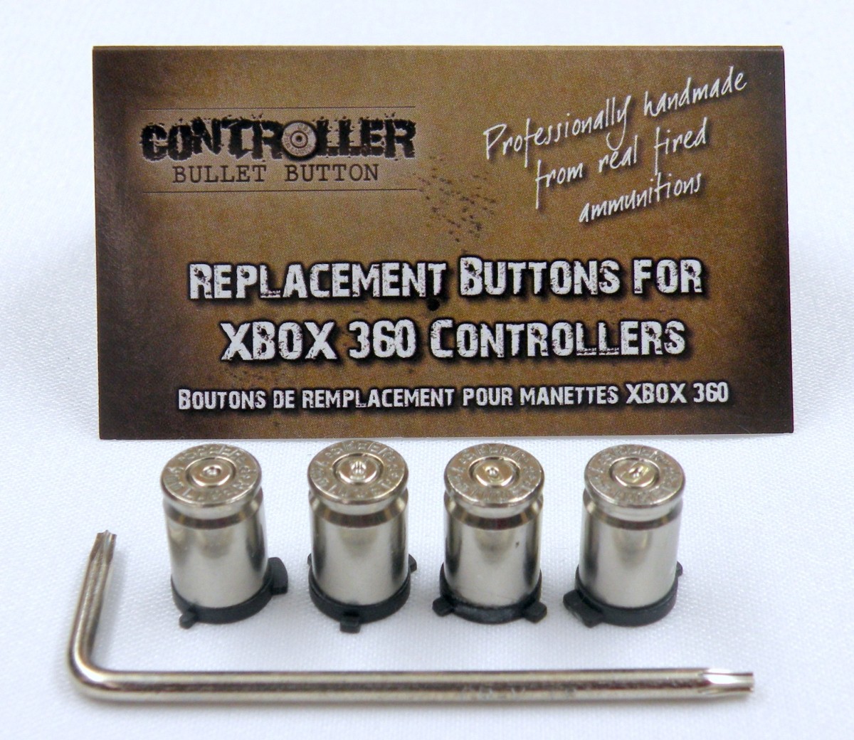 ABXY Bullet Buttons Nickel+Nickel for XBOX 360 Controller w/ Torx L key