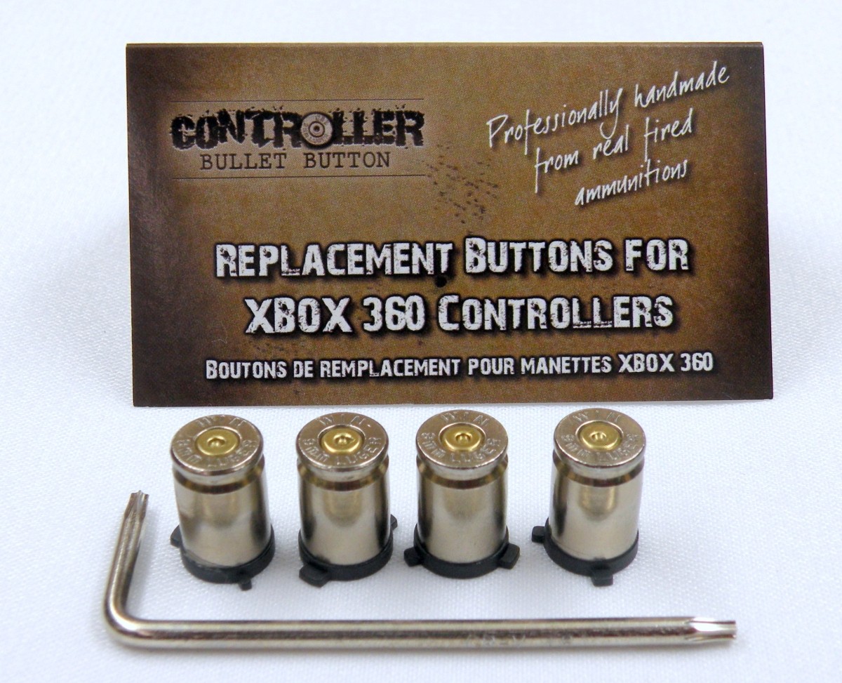 ABXY Bullet Buttons Nickel+Brass for XBOX 360 Controller w/ Torx L key