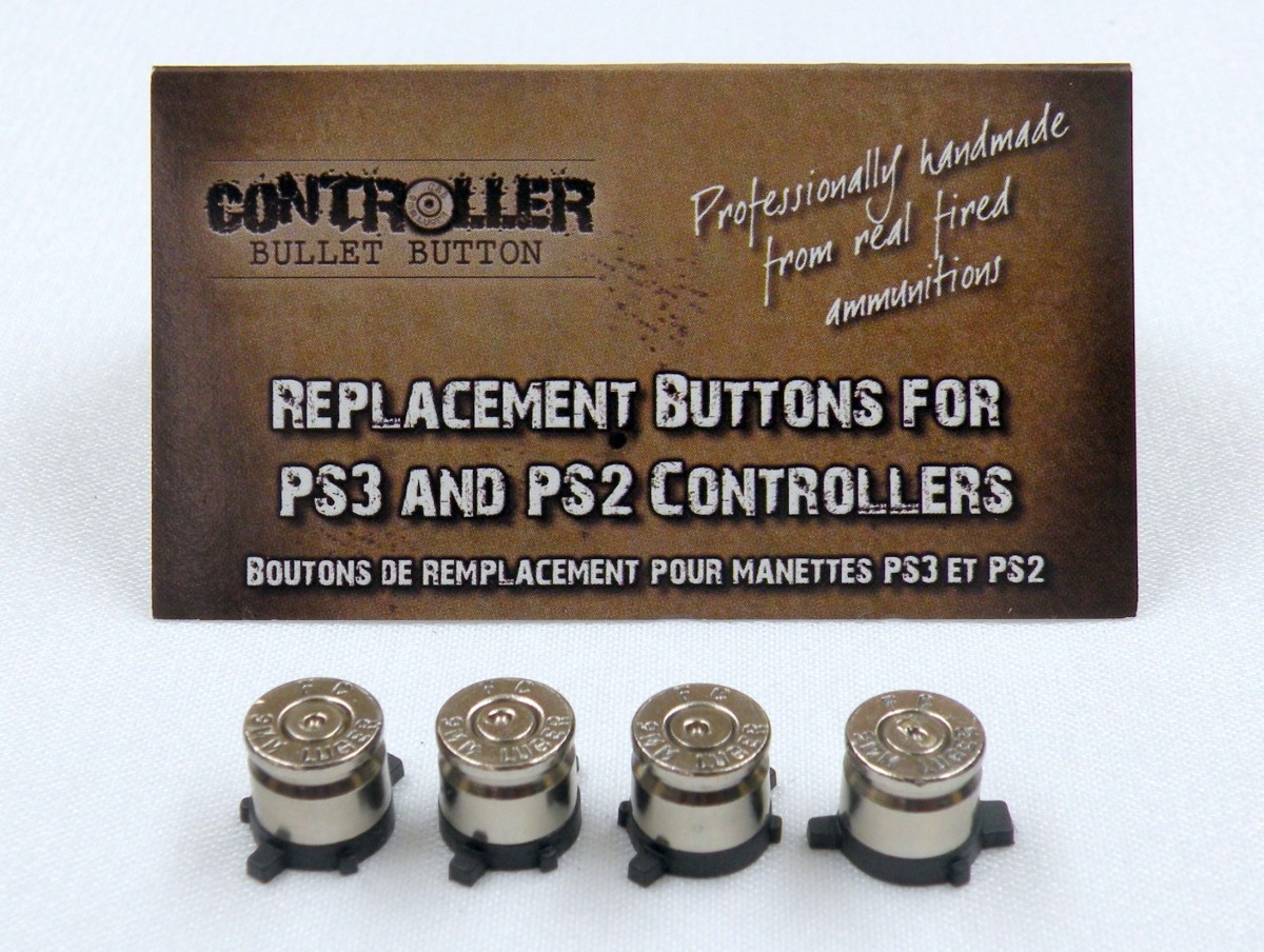Set of 4 Bullet Buttons Nickel+Nickel for Playstation PS4 PS3 controllers