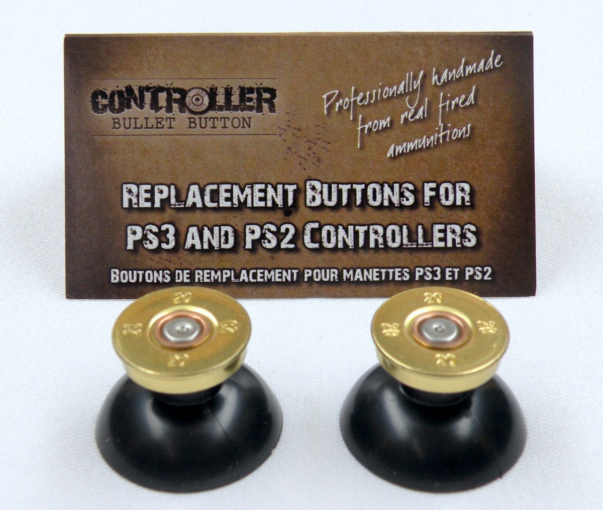 Pair of Thumbstick Bullet Brass+Nickel for PS3 Controller
